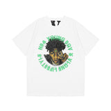Vlone T Shirt Portrait Print Large V Short Sleeve High Street Men And Women Half Sleeve