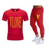 Vlone T Shirts & Pants 2 Piece Set Short-Sleeved Trousers Casual Summer Trousers For Men