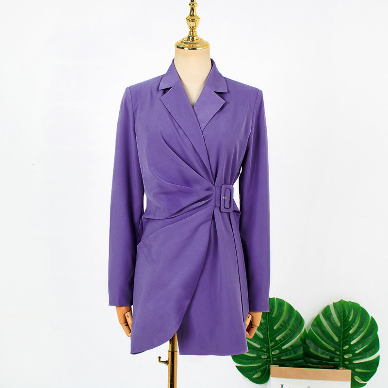 MIDI Mauve Wrap Dress Purple Waist Dress Young Short Suit Skirt