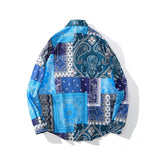 Man Fall Outfits High Street Vintage Paisley Full Printed Long Sleeve Shirt Men's Loose Casual