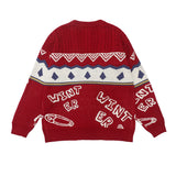 Men Sweater Letter Jacquard Color Matching Knitted Sweater Men's round Neck Sweater