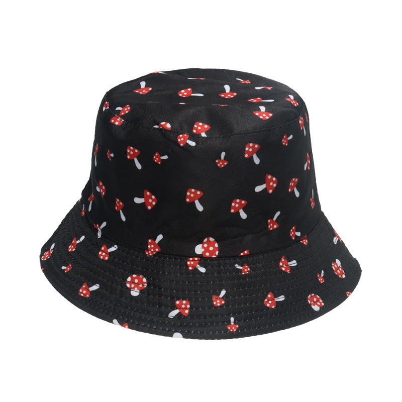 Mushroom Hat Summer Sun Hat Mushroom Print Bucket Hat Ladies