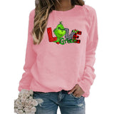 Men and Women Grinch Sweater Christmas Grinch Love Printed Crew Neck Sweatshirt Autumn and Winter