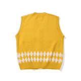 Men Sweater Cartoon Bear Embroidery Knitted Cardigan Vest Men's Outer Vest