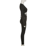 Summer Tight Sexy Cropped Lace-up Solid Color Jumpsuit for Women