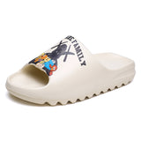 Mens Slide Summer Slippers Men'S Shoes Sesame Street Graffiti Casual Slippers