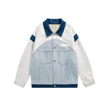 Men Denim Jackets Fall Color-Blocking Denim Jacket for Men and Women