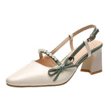 High Heels Slides Summer Toe Cap Ankle-Strap Buckle Chunky Heel Color Block High Heel Sandals