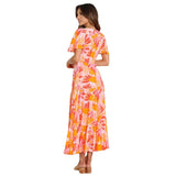 Gypsy Girl Outfits Dress V-neck Short Sleeve Beach Vacation