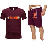 Vlone T Shirts & Shorts 2 Piece Set Large V Printed Short Sleeve Loose Short Sleeve T-Shirt Shorts