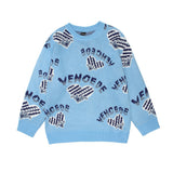 Men Sweater Heart Letter Brocade Sweater Men's Fashion Brand Loose Long Sleeve Top Sweater