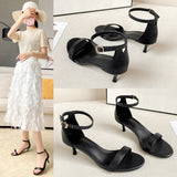 Women Black Dress Shoes Stiletto Sandals Summer