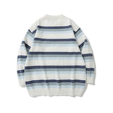Men Sweater Idle Style Letter Embroidery Mixed Color Stripe Sweater Men's Pullover Sweater