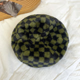 Vintage Check Bucket Hat Beret Plaid