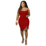 MIDI Mauve Cocktail Dress Single-Side Pleating Fashionable Slim Dress