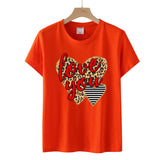 Valentine's Day T Shirt Love You Heart Printing Pullover Cotton Short Sleeve Women's T-shirt
