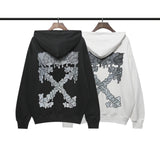 off White Hoodie Autumn and Winter Terry Hooded Loose Sweater Printed Men's and Women's Jacket