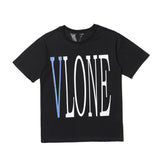 Vlone Summer Letter Printed Cotton Round Neck Male And Female Couple Short Sleeve Tshirt