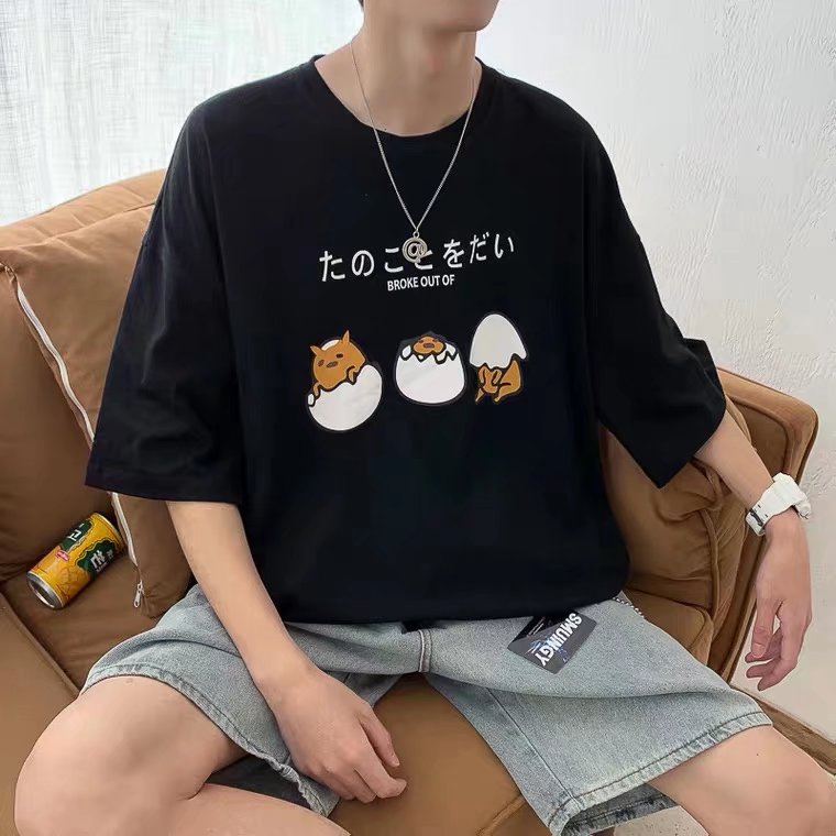 Men T-Shirts Half Sleeve Loose round Neck Print