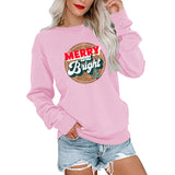 Merry and Bright Sweatshirts Merry and Bright Printed Large Size round Neck Sweater