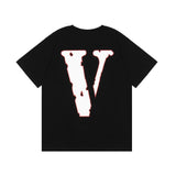 Vlone Printed Men'S Short Sleeve High Street Men'S And Women'S Couple Half Sleeve