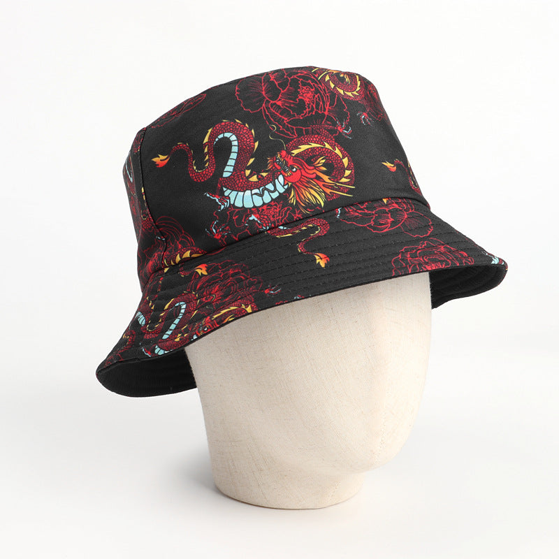 Bucket Hat Fishing Cap Cotton Print Fisherman Hat Hat Printed Cartoon Outdoor Travel Cap