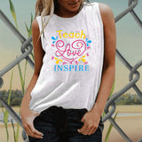 Valentine's Day T Shirt Heart Print plus Size Women's Sleeveless Blouse