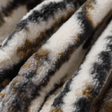 Cardigan Baseball Jacket Autumn and Winter Stand Collar Animal Pattern Lamb Wool Coat