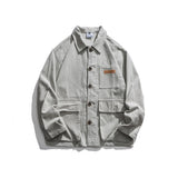 Man Fall Outfis Autumn Vintage Multi-Pocket Jacket Boys Hip Hop BF Loose Leisure Workwear Coat