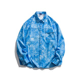 Man Fall Outfis Tie-Dyed Long-Sleeved Shirt Loose Casual Shirt