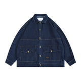Man Fall Fall Vintage Washed Denim Jacket Loose Cargo Jacket