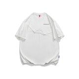 Men T Shitrs Letter Printing Fake Two-Piece Round Neck