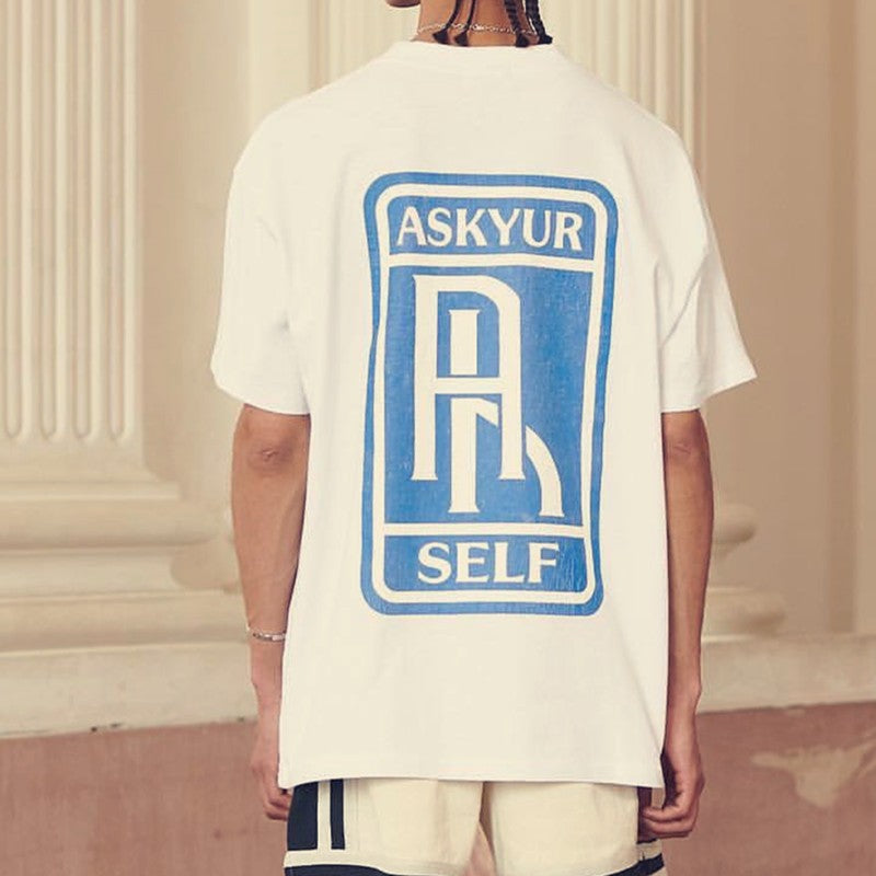 Askyurself T Shirt 10 Th Anniversary Klein Blue Letters Logo Burst Printing