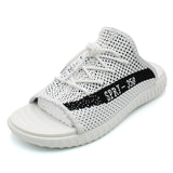 Mens Slide Coconut Slippers Summer Outdoor Fly Woven Mesh Beach Flip-Flops Shoes
