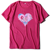 Valentine's Day T Shirt Short Sleeve Heart Printing Casual Summer Top