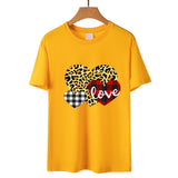 Valentine's Day T Shirt Men's and Women's Heart Printing Pullover Cotton Short Sleeve Women's T-shirt