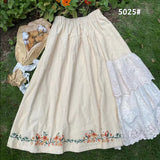 MIDI Mauve Skirt Autumn and Winter Corduroy Skirt Embroidered Dress Women's Skirt