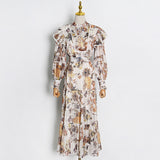Betty Draper Valentine's Day Dress Spring Vintage Printed Collar Long Dress