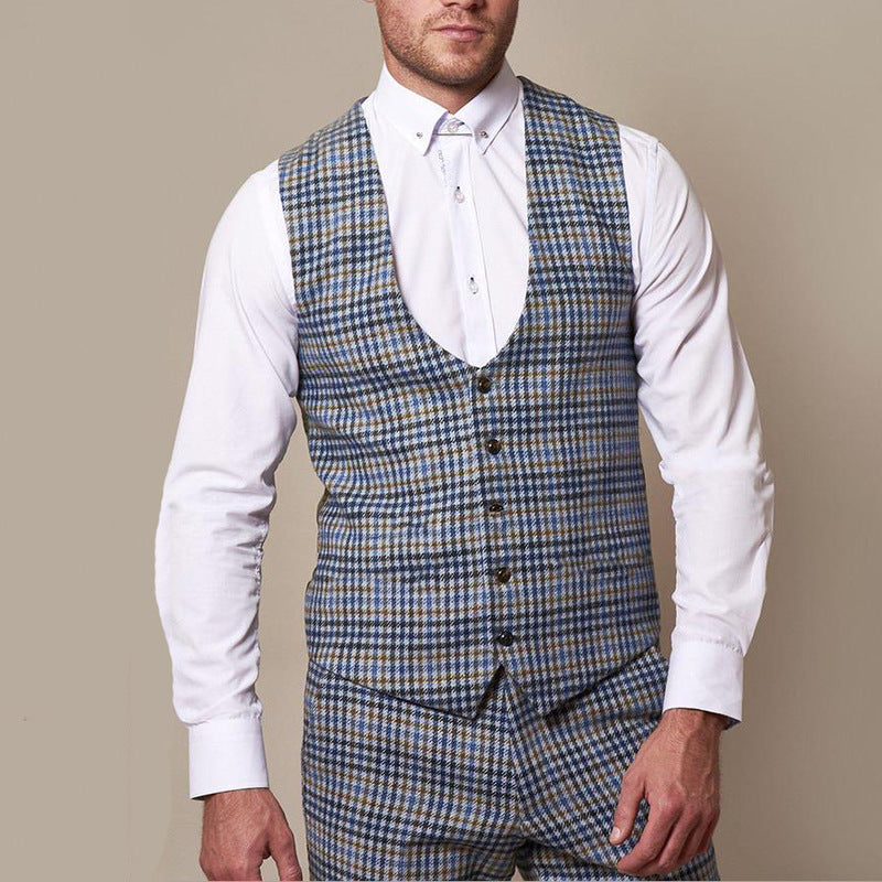 Mens Dress Vests Men's Top Plaid Vest Men's Slim Fit Short Chic