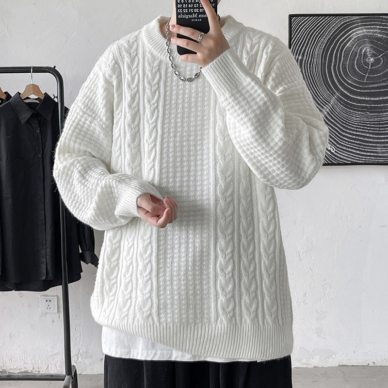 Men's Sweatshirt Fall Winter Men's round Neck Sweater Loose