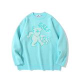 Men Sweater Cartoon Bear T-shirt Knitwear Men Loose Pullover