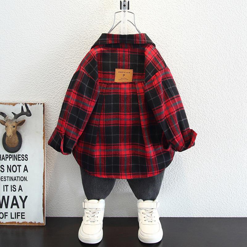 Toddler Boys Sweater Boys' Plaid Shirt Spring/Autumn Clothes
