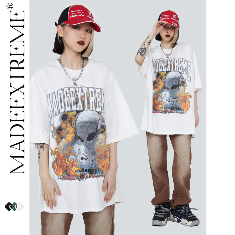 Y2g Shirts for Boys Street Retro Washed Printed Short Sleeve Men