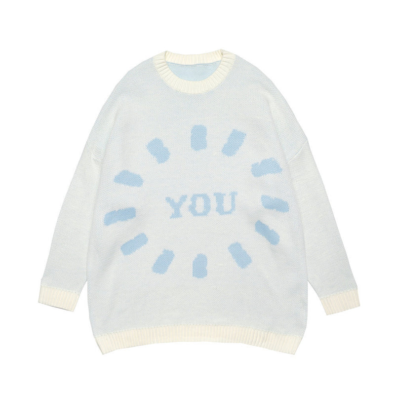 Men Sweater Letter Brocade Sweater Men's Trendy Pullover