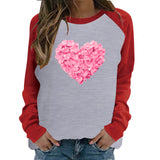 Valentine's Day T Shirt Petals Heart Printing Women's Tops Loose Casual