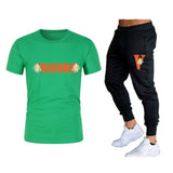 Vlone T Shirts & Pants 2 Piece Set Men'S Summer T-Shirt Short Sleeve Sports And Leisure