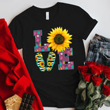 Valentine's Day T Shirt Summer Short Sleeve plus Size T-shirt Love SUNFLOWER