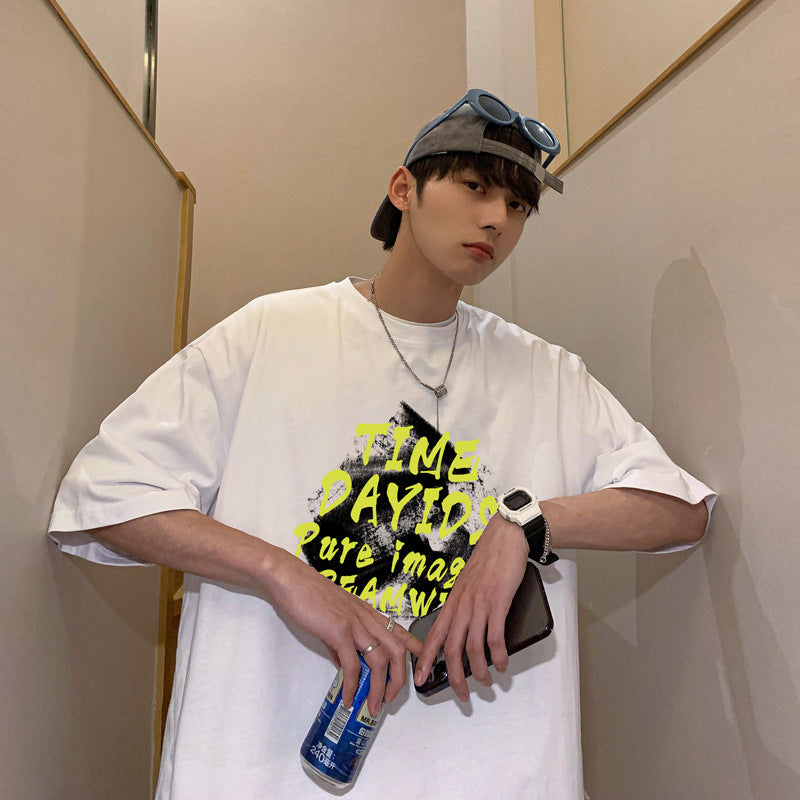 Men T-Shirts Loose Printed Half Sleeve