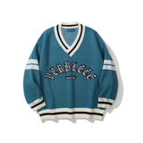 Men Sweater Letter Jacquard Color Matching Sweater Men's Pullover