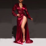 Kendall Jenner Wedding Guest Dress Fashion Sexy Slit Super Long Banquet Party Dress